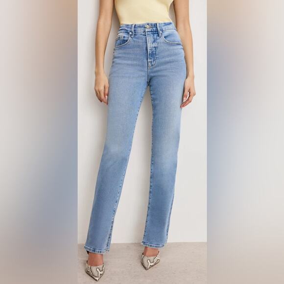 Good American Blue Straight Leg Jeans - Picture 5 of 9